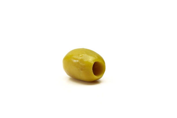 istock Single pickled olive with no seed isolated on white background 1750360517