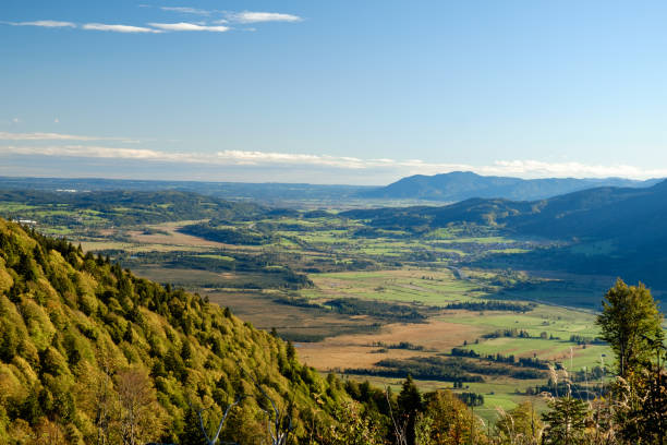 Panorama in the foothills of the Alps stock photo