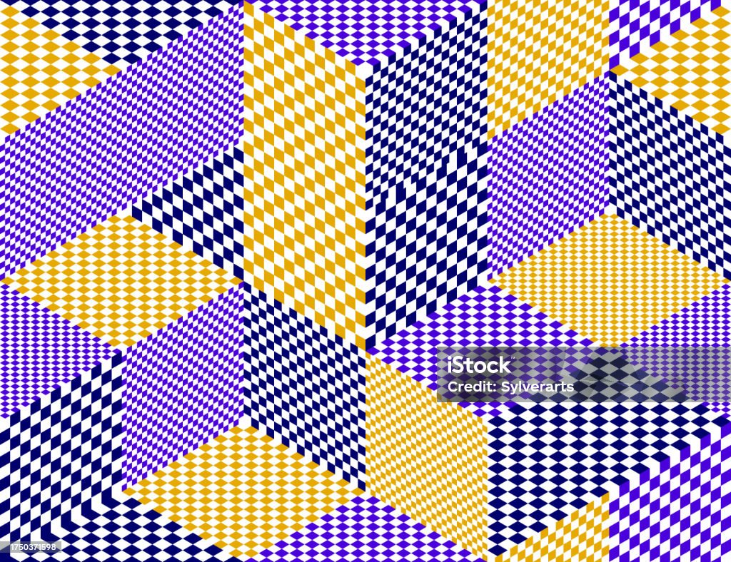 Block Check Pattern 3d Cubes Seamless Pattern Vector Background Rhombuses Checker ...