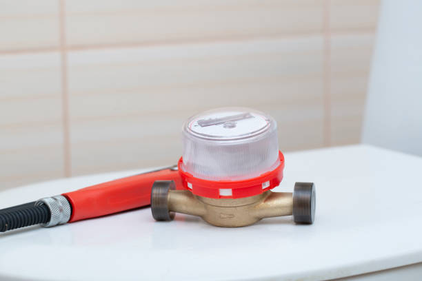 istock Installation of a meter for cold and hot water. 1750385489
