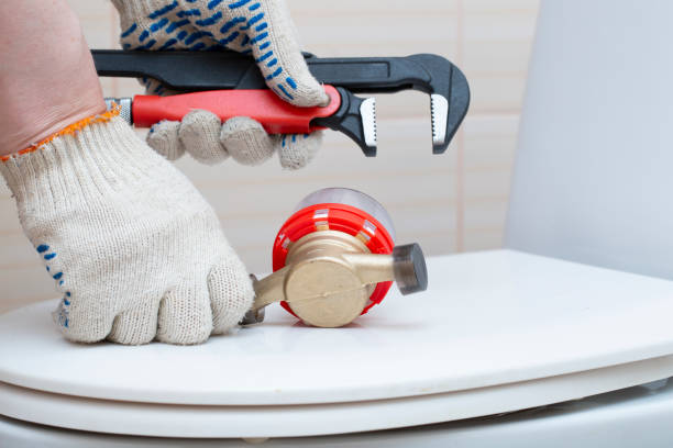 istock Installation of a meter for cold and hot water. 1750386016