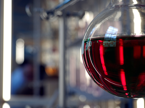 Chemistry Recipient Flask Bowl within laboratory glassware background