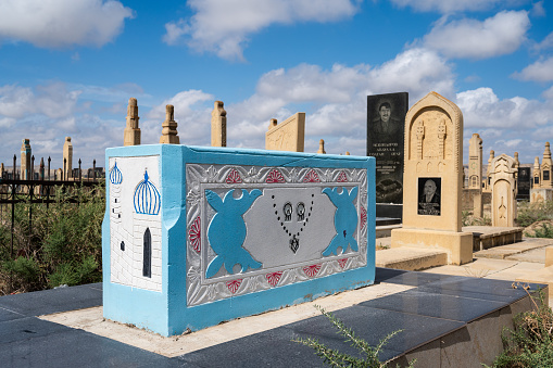 Graves at the islamic cemetery in Sofi Hemid on the outskirts of Baku, Azerbaijan