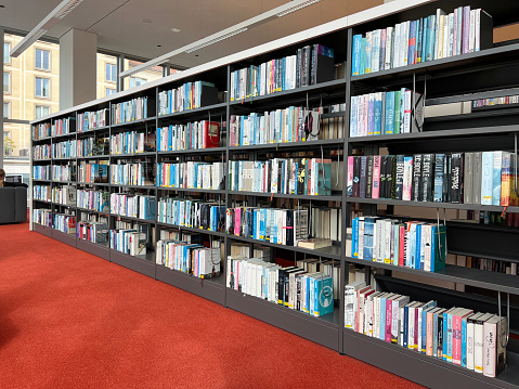 Dresden, Germany - September 25th - 2023: Public library with free entrance in the Kulturpalast.