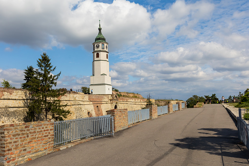 Belgrade, Serbia - September 14, 2023: Sahat clock Tower, 18th century in Kalemegdan fortress