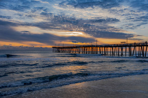 Sunrise views at Virginia Beach stock photo