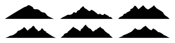 ilustraciones, imágenes clip art, dibujos animados e iconos de stock de conjunto de la cresta de la montaña continua con muchos picos - vector - mountain mountain peak mountain climbing switzerland