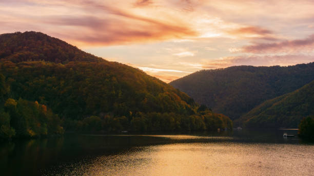 istock mountainous autumn landscape with lake at dusk 1750487730