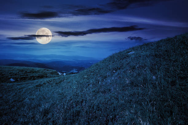 istock hillside meadow in high mountains under the cloudy blue sky at night 1750489617