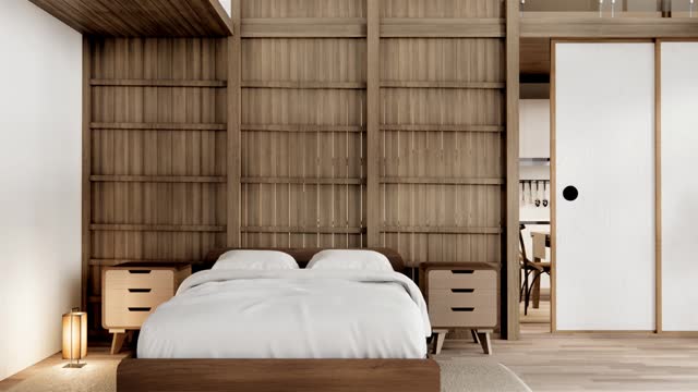 bedroom interior minimal style, Japanese interior.3D rendering