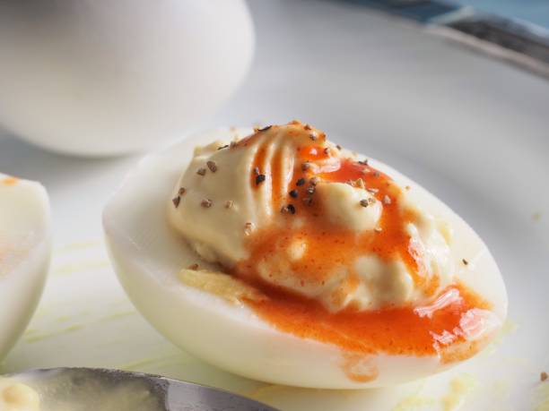 istock Closeup of hot and spicy deviled egg on plate 1750507271