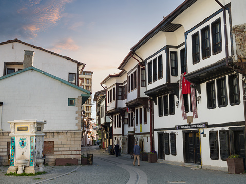 Kütahya, Turkey. September 25,  2023. Germiyan mansions and SitkiOlcar tile museum. Germiyan culture street. Historical houses of Kütahya. Local travel destinations in Turkey.