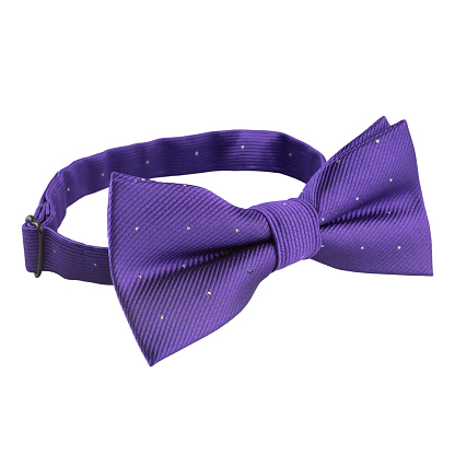 Violet bow tie isolated on white background. Men's accessory for wedding ceremony