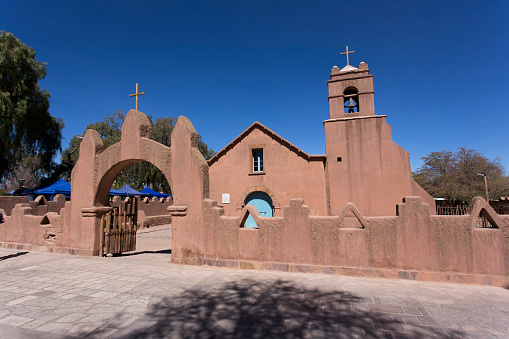 San Pedro de Atacama, Chile - August 16, 2019: view of The Church of San Pedro de Atacama