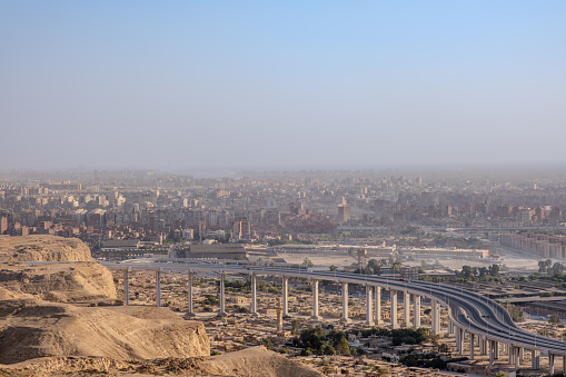 Overview of Old Cairo with newly build highway