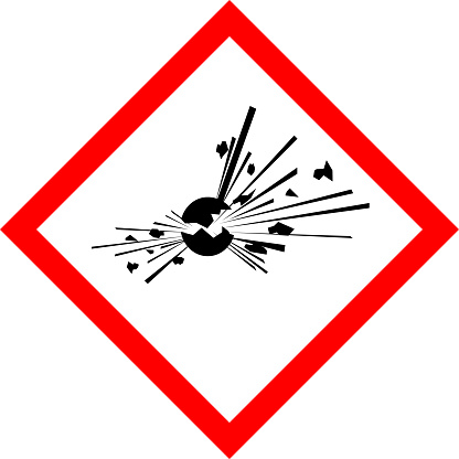 Dangerous GHS icon of hazardous warning sign. Official warning sign of Global healthy sign of explosive
