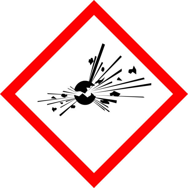 GHS Dangerous icon of hazardous warning sign. Dangerous GHS icon of hazardous warning sign. Official warning sign of Global healthy sign of explosive explosive stock illustrations