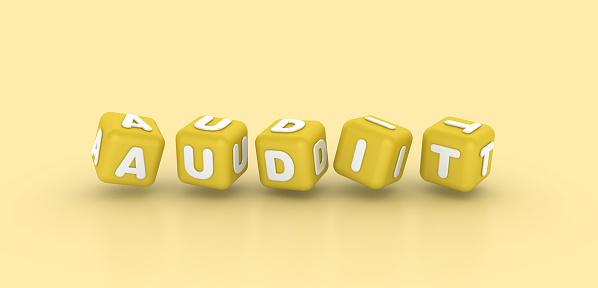 Audit Buzzwords Cubes - Color Background - 3D Rendering