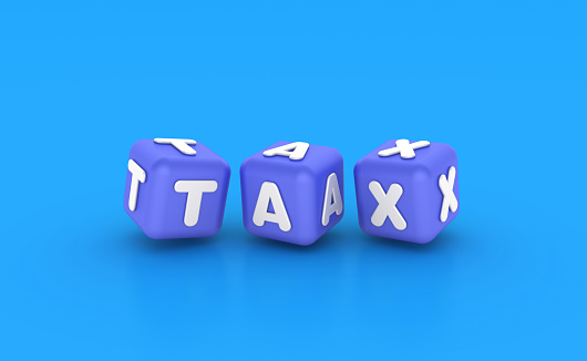 Tax Buzzwords Cubes - Color Background - 3D Rendering