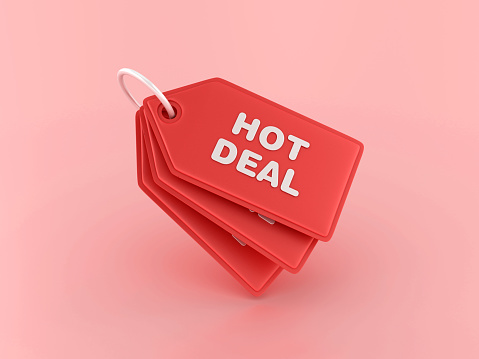 Hot Deal Shopping Tag - Color Background - 3D Rendering