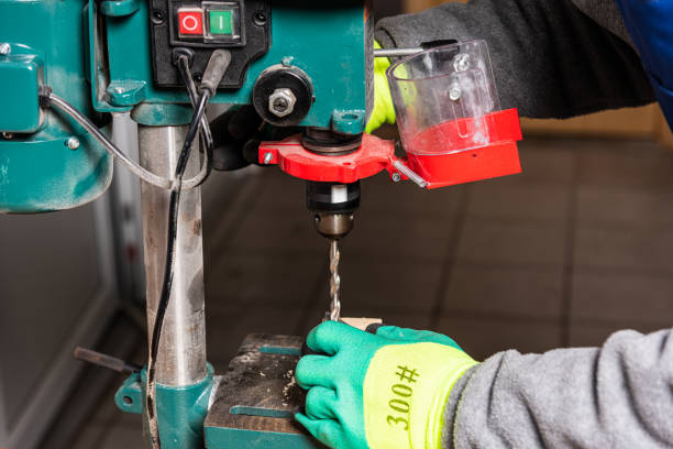 istock Working on vertical drilling machines in the industrial plant for producing new items 1750688596
