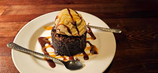 istock Chocolate Molten Lava Cake, Close Up 1750690362