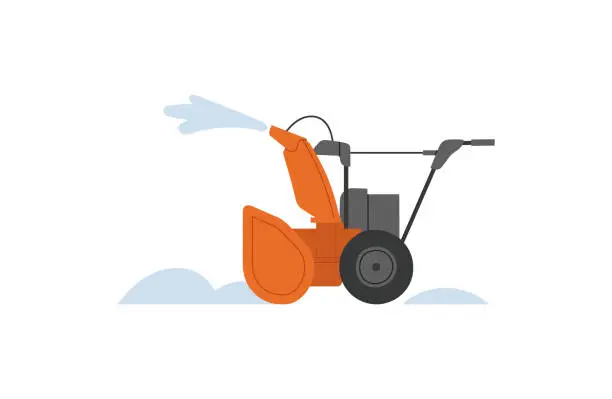 Vector illustration of Snowblower. Snowplow. Snow removal from the streets in winter.