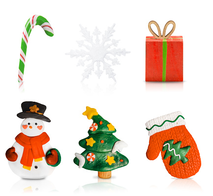 Christmas Tree, Glove, Candy Cane, Snowflake, Gift Box, and Snowman