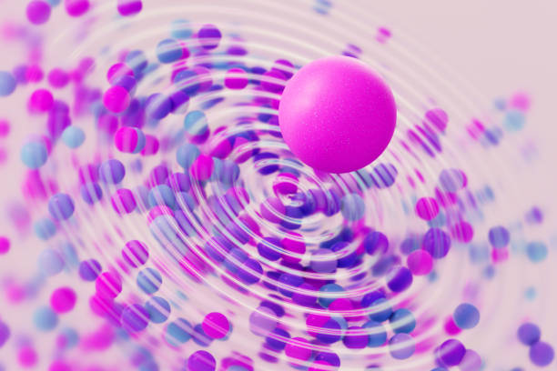 Digital generated image of futuristic sphere touching wave surface. Innovation, deep learning, AI, metaverse and cloud technology concept