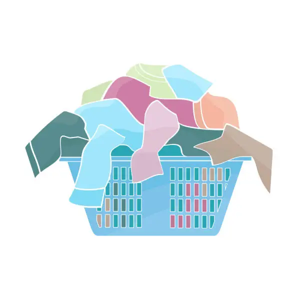 Vector illustration of dirty clothes basket