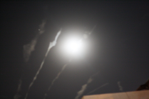 tracks in the sky on a clear night