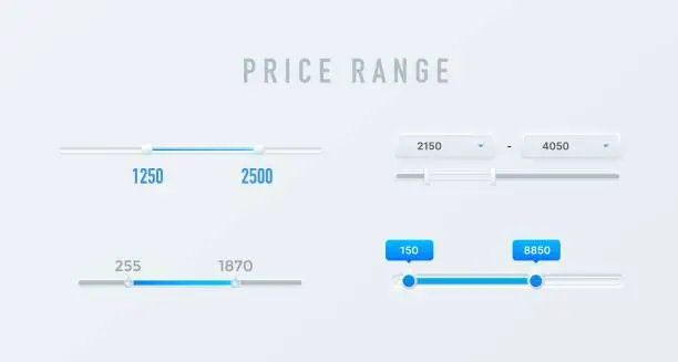 Vector illustration of Price range sliders and filters interface elements