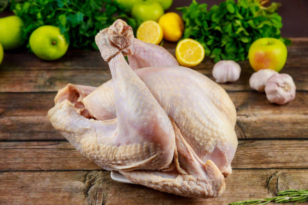 istock Top view of fresh raw turkey on white surface. 1750814829