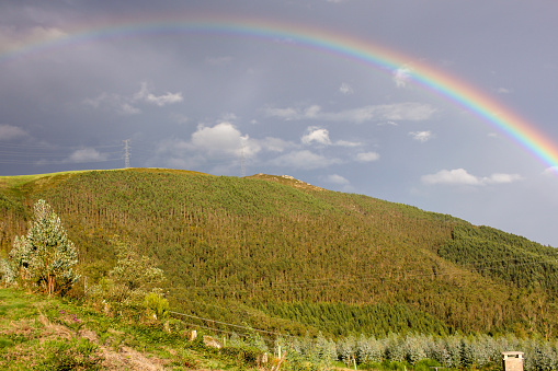 rainbow in Galicia, Spain , in an autumn evening