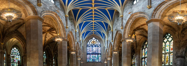 istock panoramic view of ceiling and windows at St. Giles Cathedral, Edinburgh, Scotland 1750839622