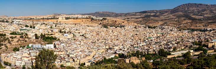 High angle view of the medina of the city of Fez, Morocco