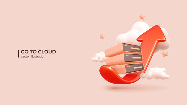 3D - Cloud Solutions Concept. 3D Vector illustration in cartoon minimal style. - ilustração de arte vetorial