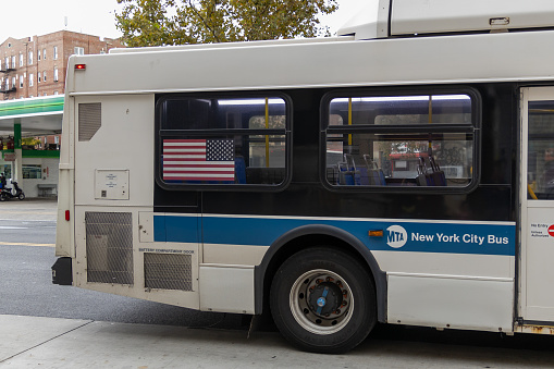 New York, New York, USA- 10.02.2023: New York bus. Mta transit