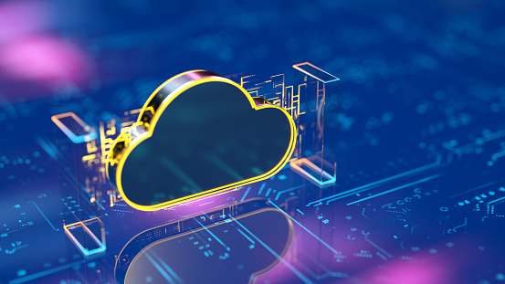 Conceptual image representing digital software cloud computing technology