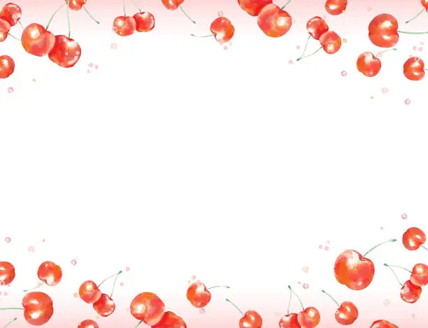Vector illustration of atercolor Background Material with Cherries.