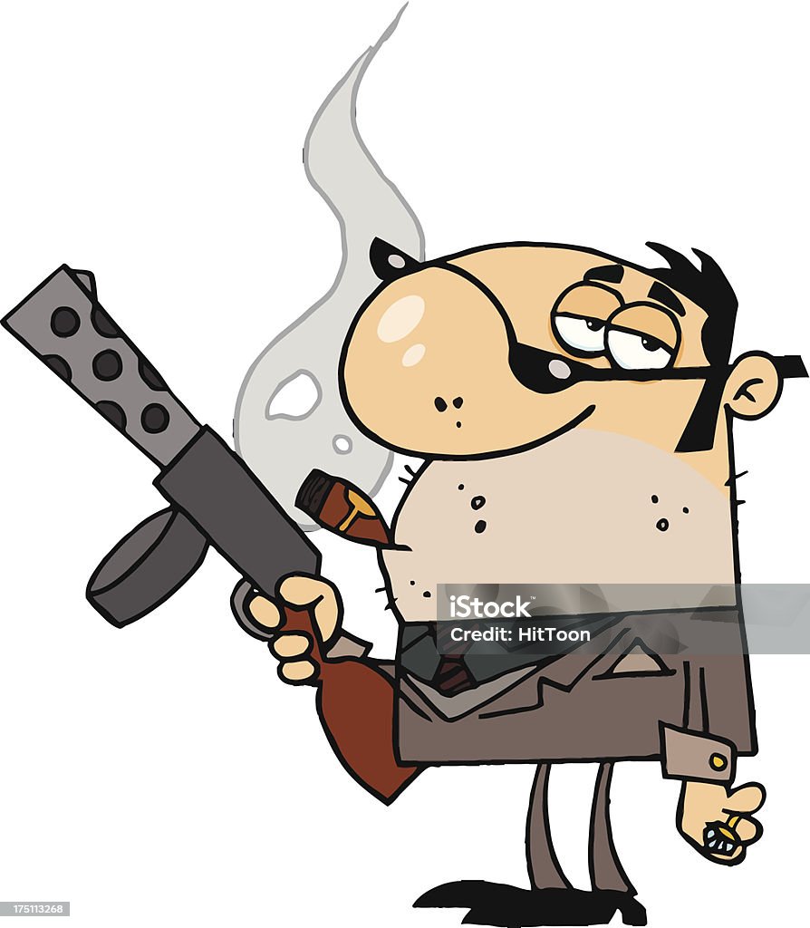 Machine Gun Mob Mobster Carrying Machine Gun Stock Illustration - Download Image Now ...