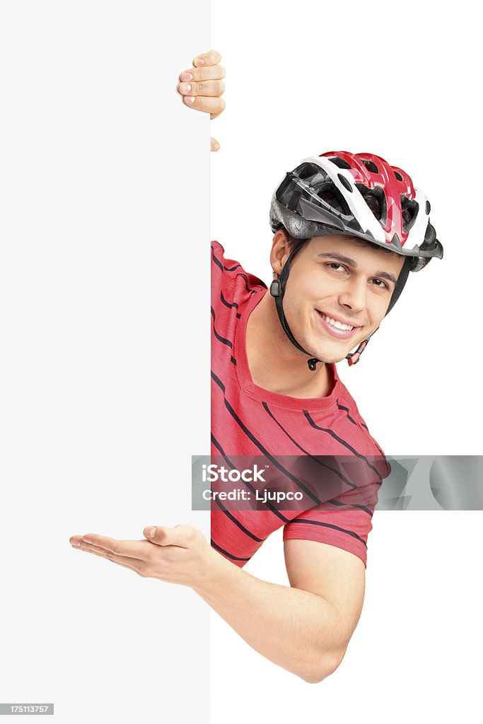 雄 bicyclist 身ぶり後ろパネル - サイクリングのロイヤリティフリーストックフォト