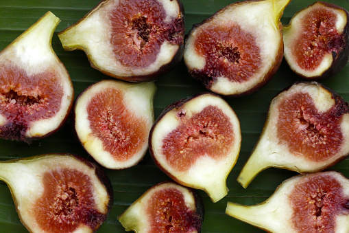 Fresh figs on banana leaf