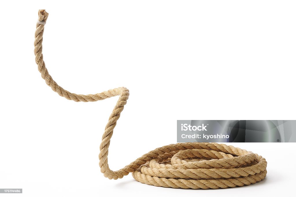 Isolated Shot Of Moving Up A Rope On White Background Stock Photo