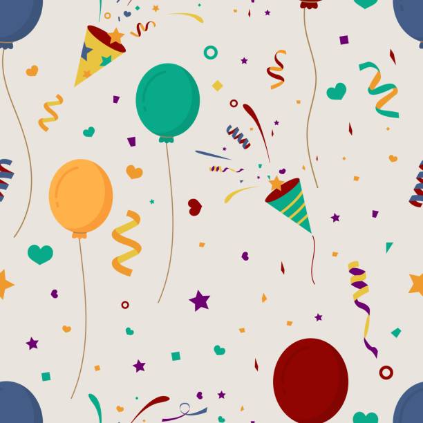 ilustrações, clipart, desenhos animados e ícones de celebre o fundo da festa com popper da festa, glitter.. ilustração do vetor para o cartão postal, banner - birthday card birthday new years eve balloon