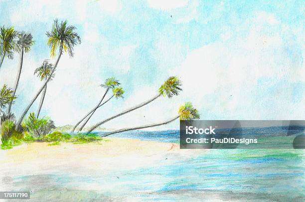 Aquarell Beach Stockfoto und mehr Bilder von Strand - Strand, Palme, Wasserfarbe