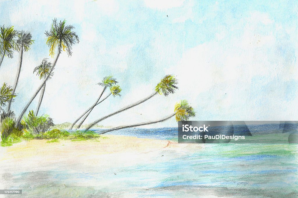 Watercolor playa - Foto de stock de Playa libre de derechos