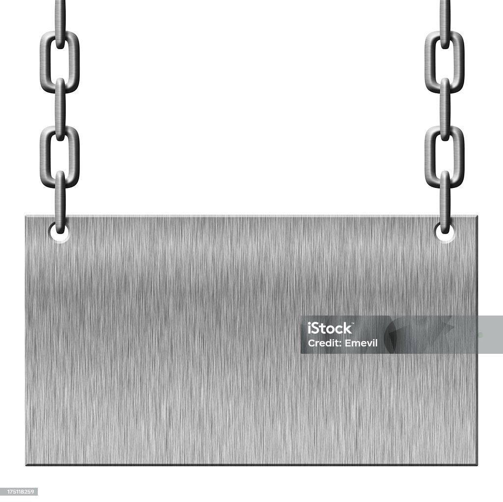Metallo argento insegna appeso sulla catena - Foto stock royalty-free di Acciaio