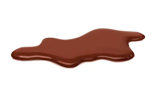 Vector illustration of Liquid brown chocolate puddle with glossy surface