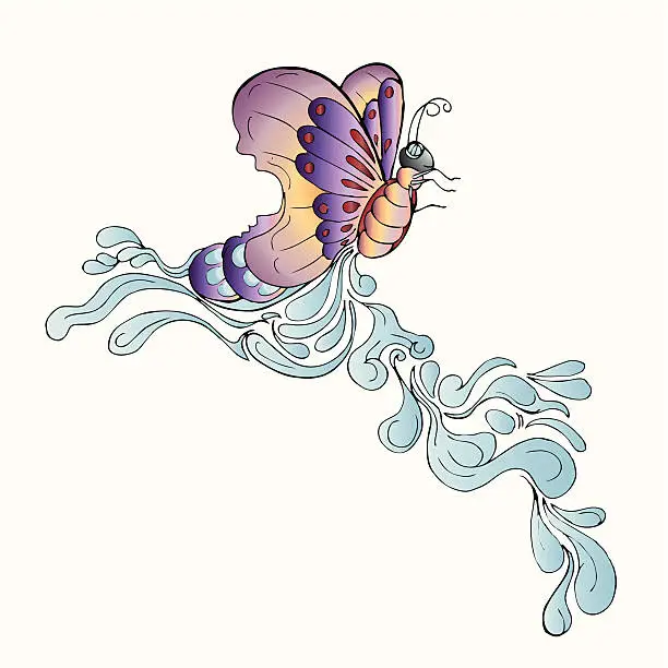 Vector illustration of ornamental butterfly hand draw with blank space